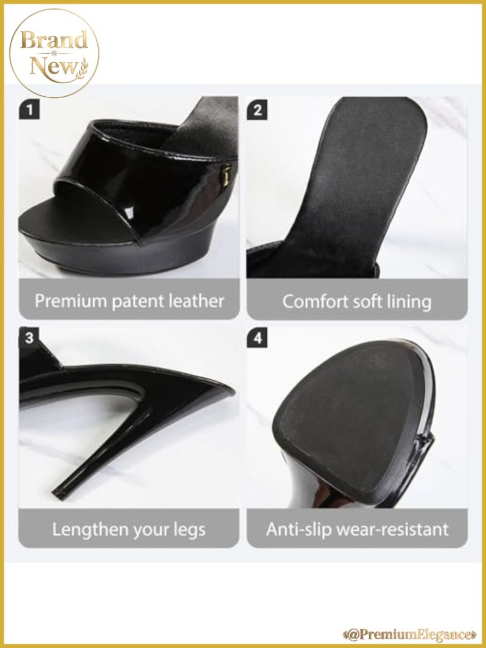 Patent Leather Platform Stiletto Heeled Sandals Slip On Party Prom - Picture 3 of 6